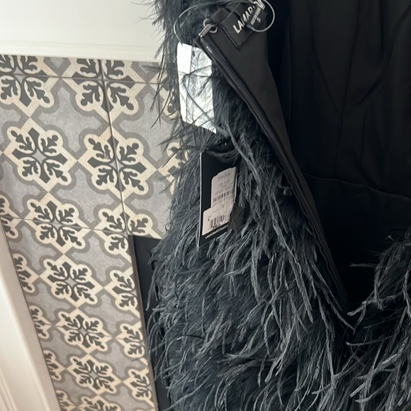 LAMARQUE x REVOLVE Triana Mini Dress in Black Feathers NYE party Dress - Picture 12 of 12